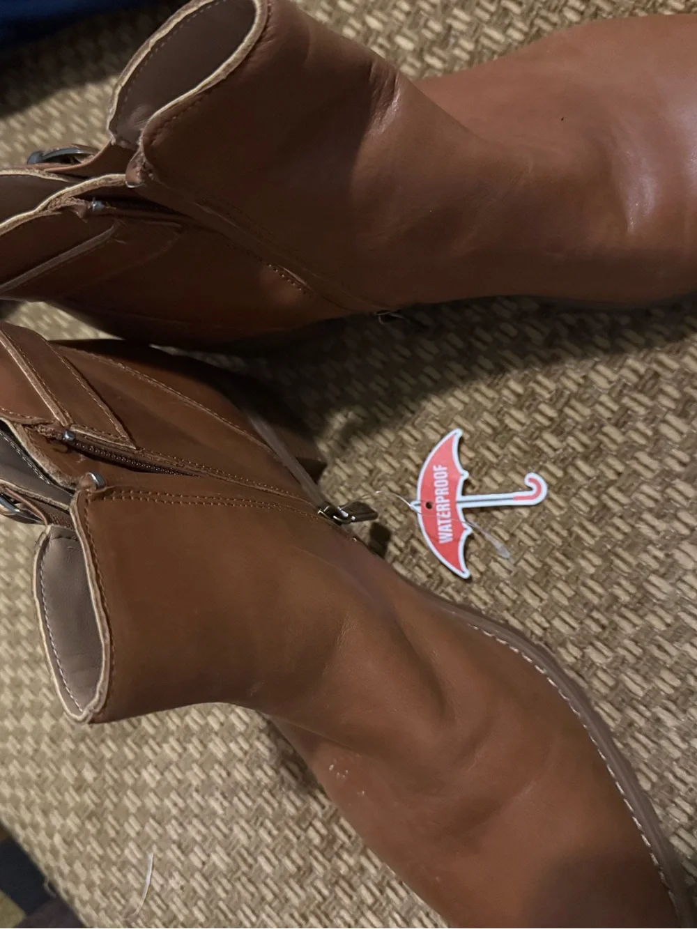Blondo Tan Leather Ankle Booties with Side Zipper